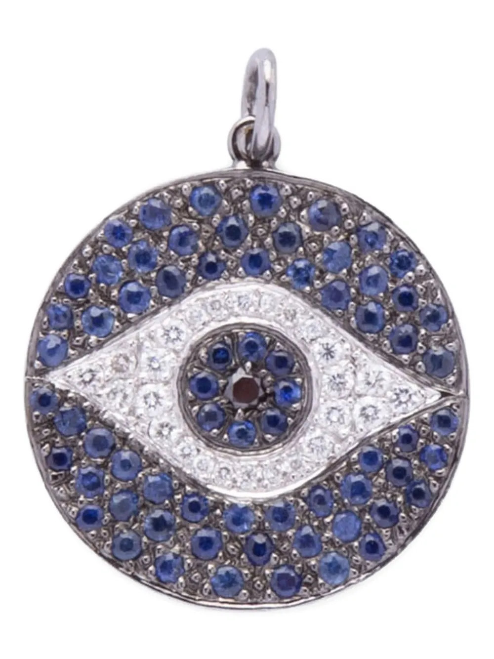 Ileana Makri 18K white gold Evil Eye diamond and sapphire pendant - Argento