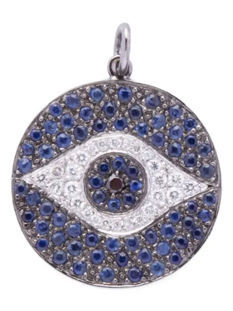 Ileana Makri 18K white gold Evil Eye diamond and sapphire pendant