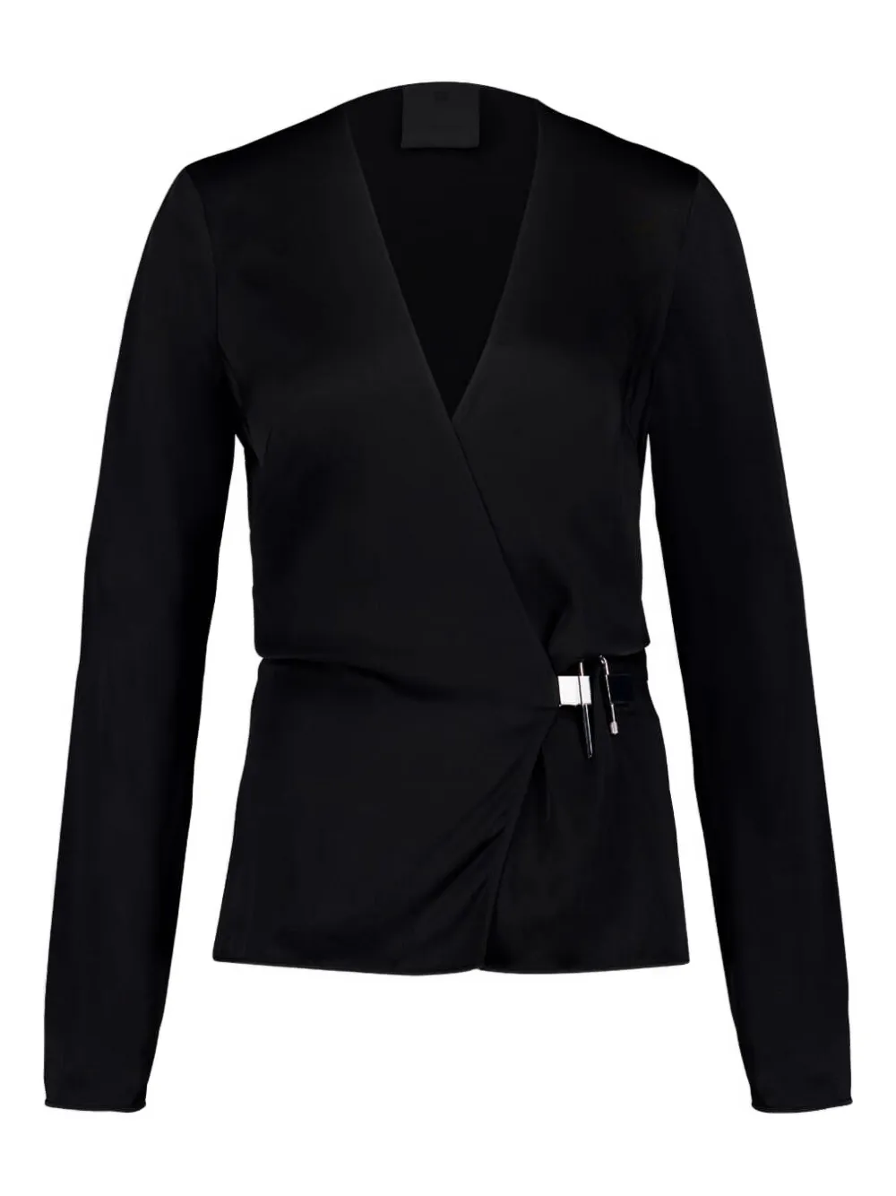 V-neck satin wrap top