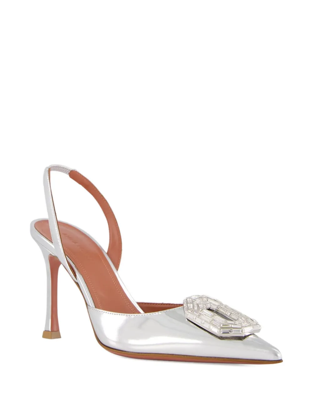 Amina Muaddi 90mm crystal-embellished pumps Silver