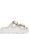 Mou double-buckle slides - White