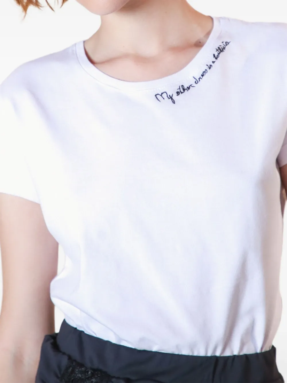 Shop Lethicia Bronstein Slogan-embroidered T-shirt In White