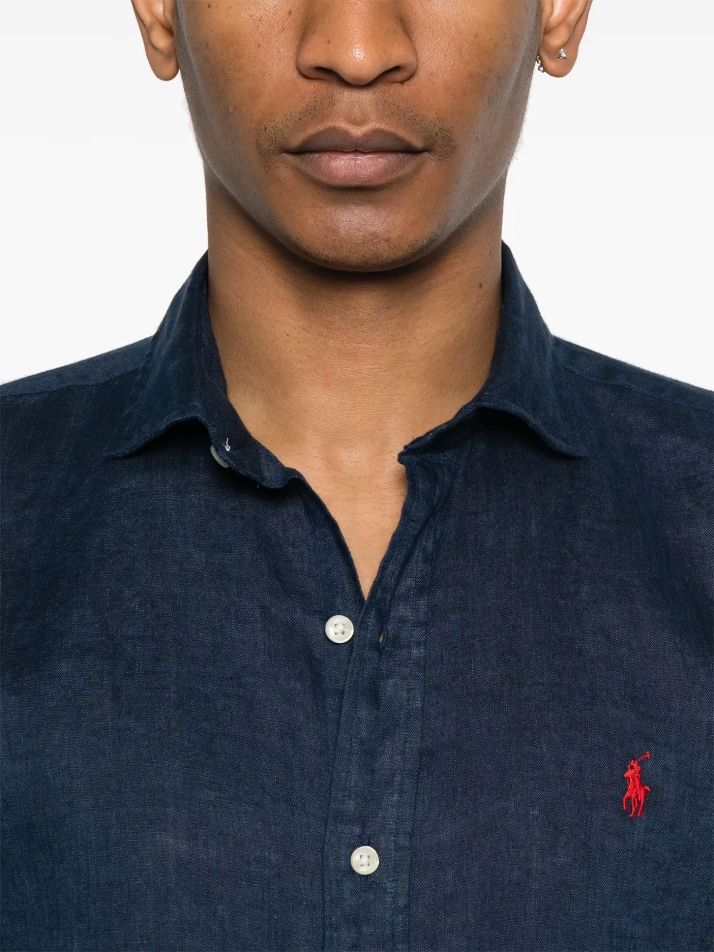 Shop Polo Ralph Lauren Linen Shirt In Blue