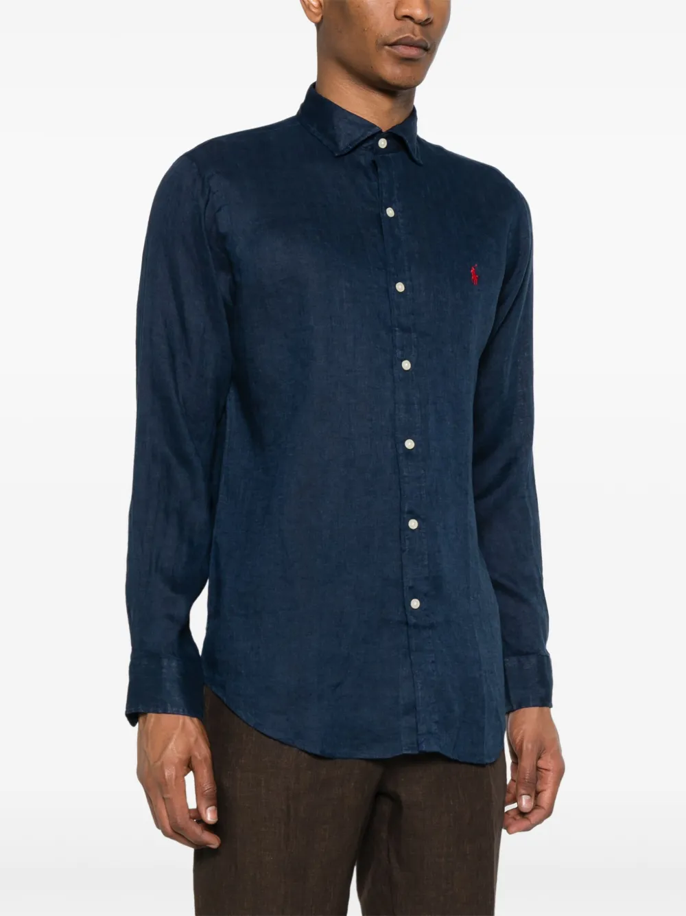 Shop Polo Ralph Lauren Linen Shirt In Blue