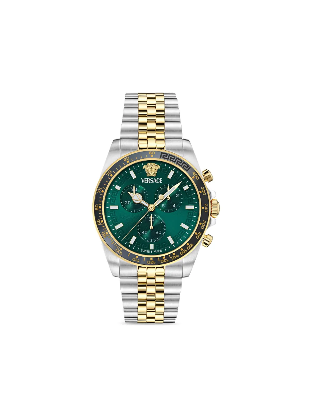 Versace グレカ クロノグラフ 腕時計 43mm - グリーン Versace グレカ クロノグラフ 腕時計 43mm - グリーン