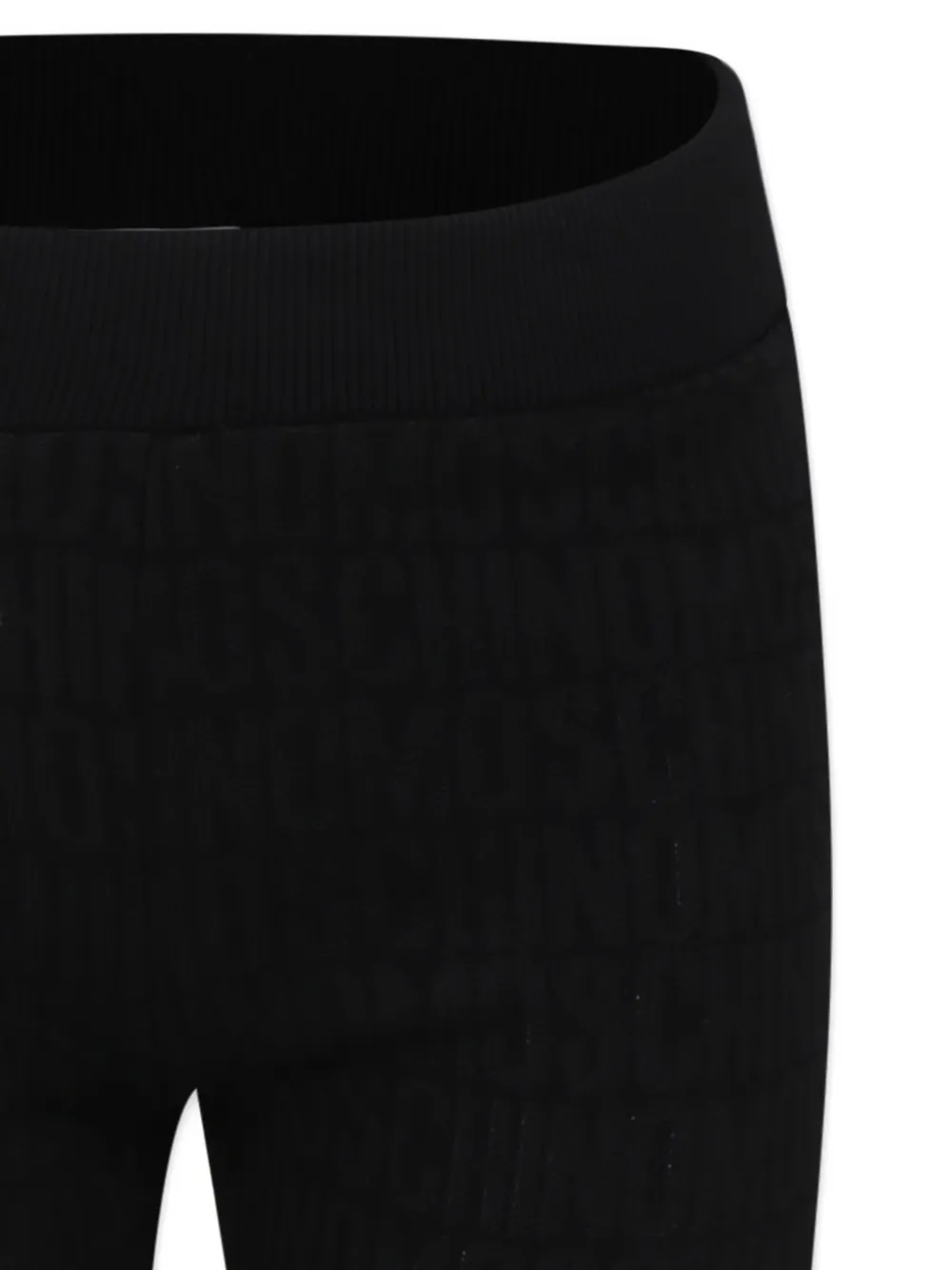 Moschino Kids logo-pattern ribbed leggings Zwart