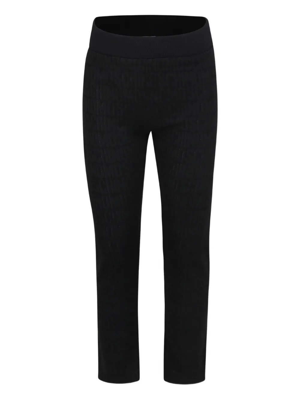 Moschino Kids logo-pattern ribbed leggings Zwart