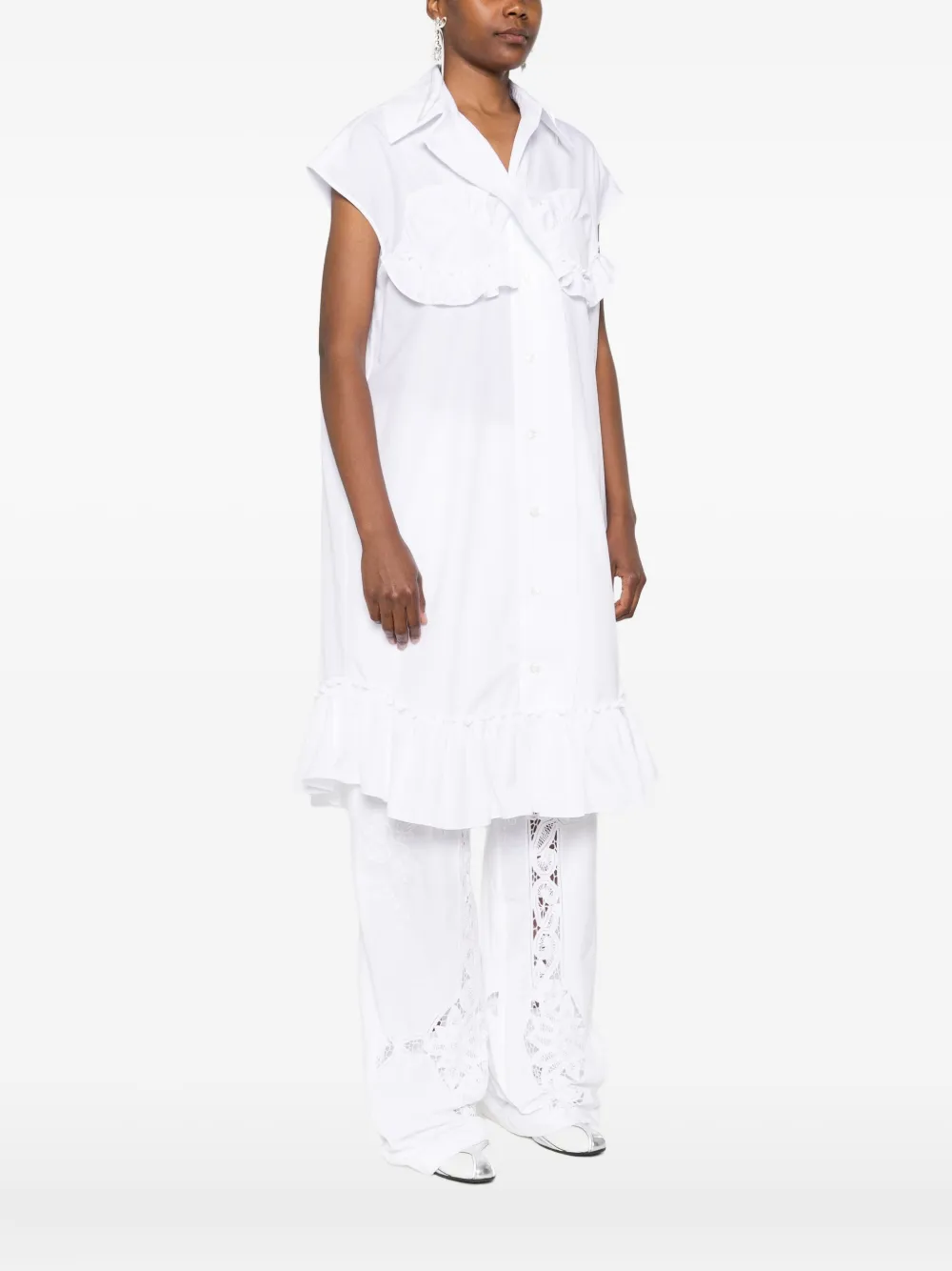 Simone Rocha Mouwloze blouse met ruches Wit