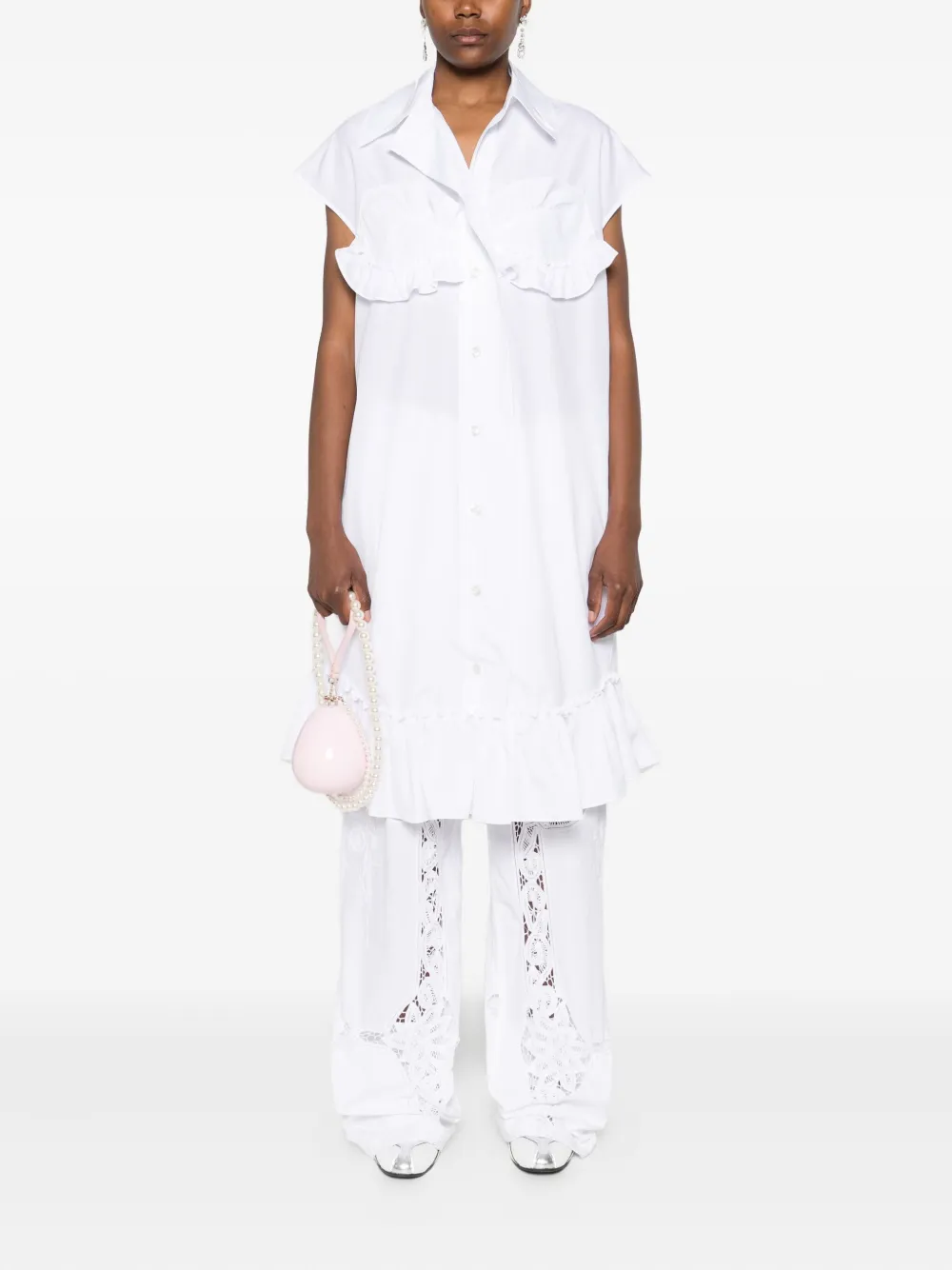 Simone Rocha Mouwloze blouse met ruches Wit