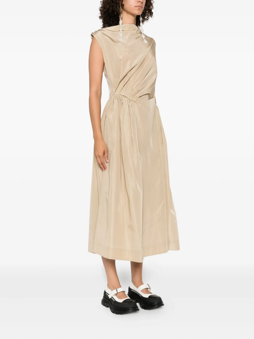 Simone Rocha Midi-jurk met gedrapeerd detail Beige