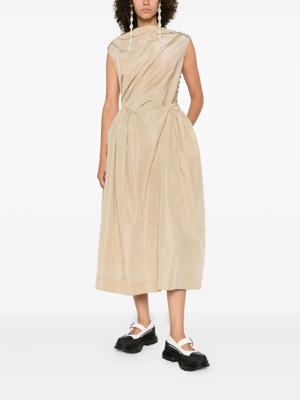 Simone Rocha Midi-jurk met gedrapeerd detail Beige