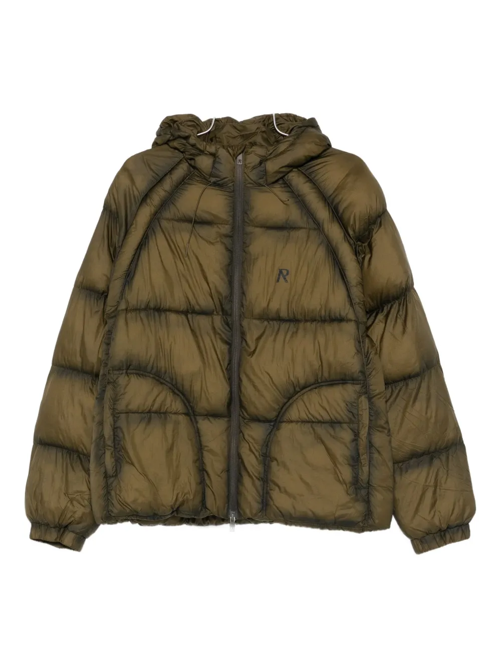 Represent translucent hooded puffer jacket - Verde