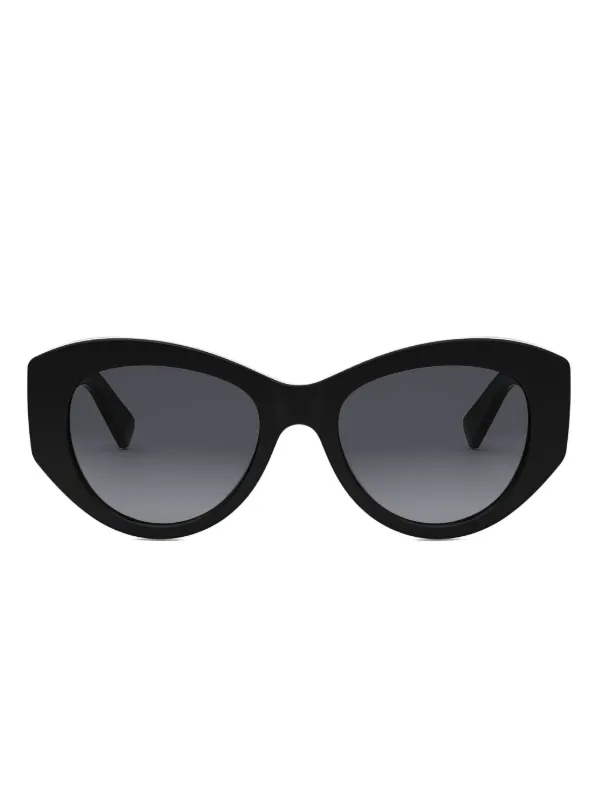 Bvlgari Tubogas Gold-striped Oval-frame Sunglasses in Black