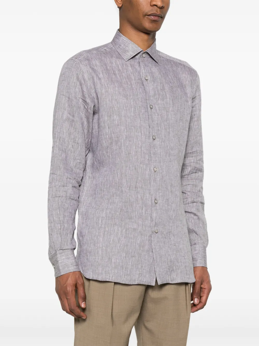 Zegna Oasi Lino overhemd Grijs