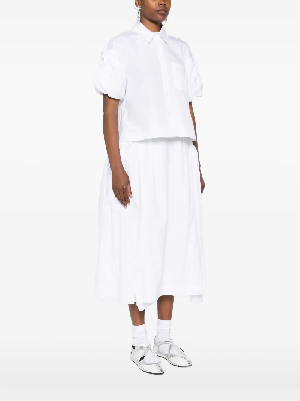 Simone Rocha Cropped blouse met pofmouwen Wit