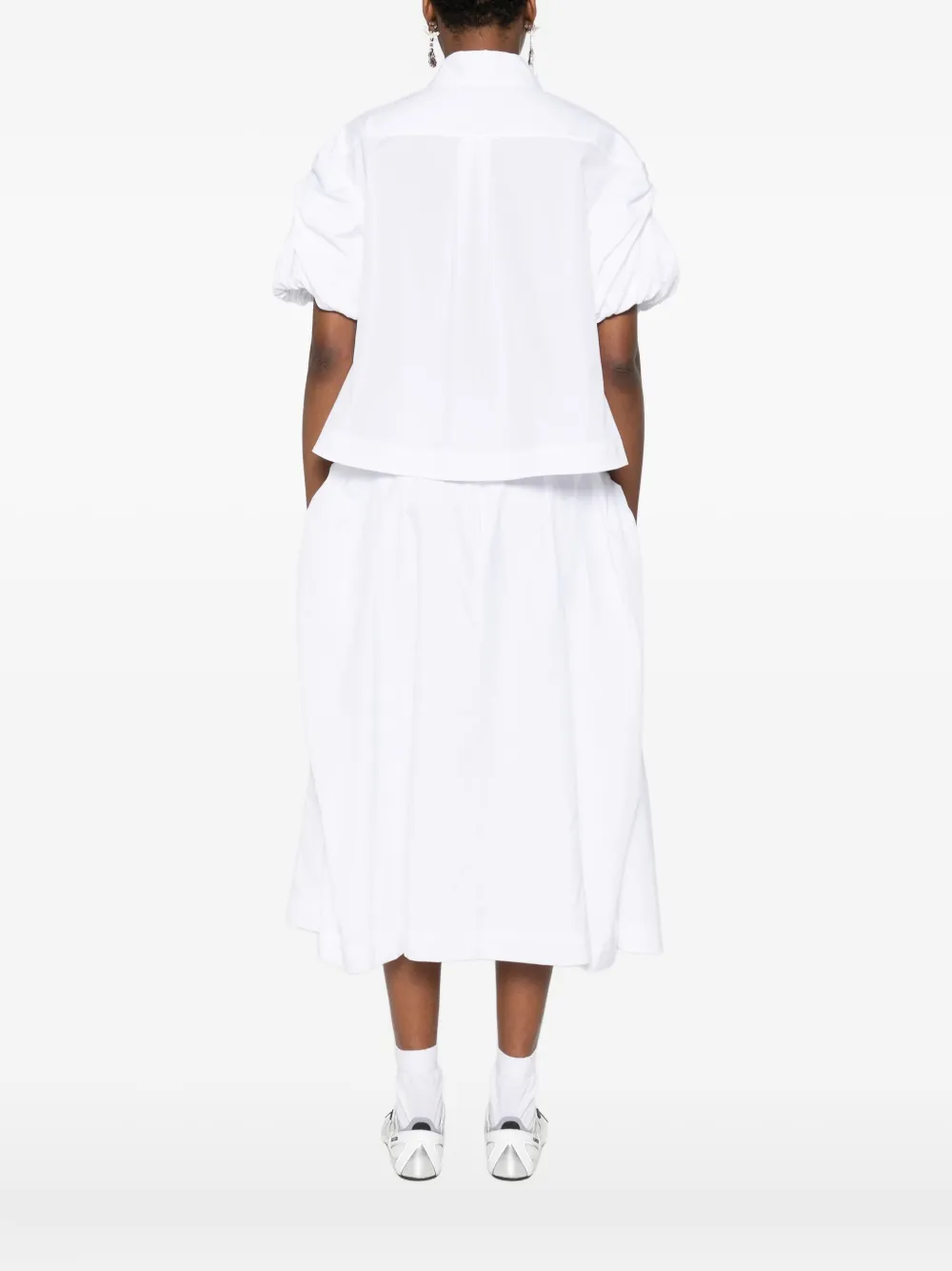 Simone Rocha Cropped blouse met pofmouwen Wit
