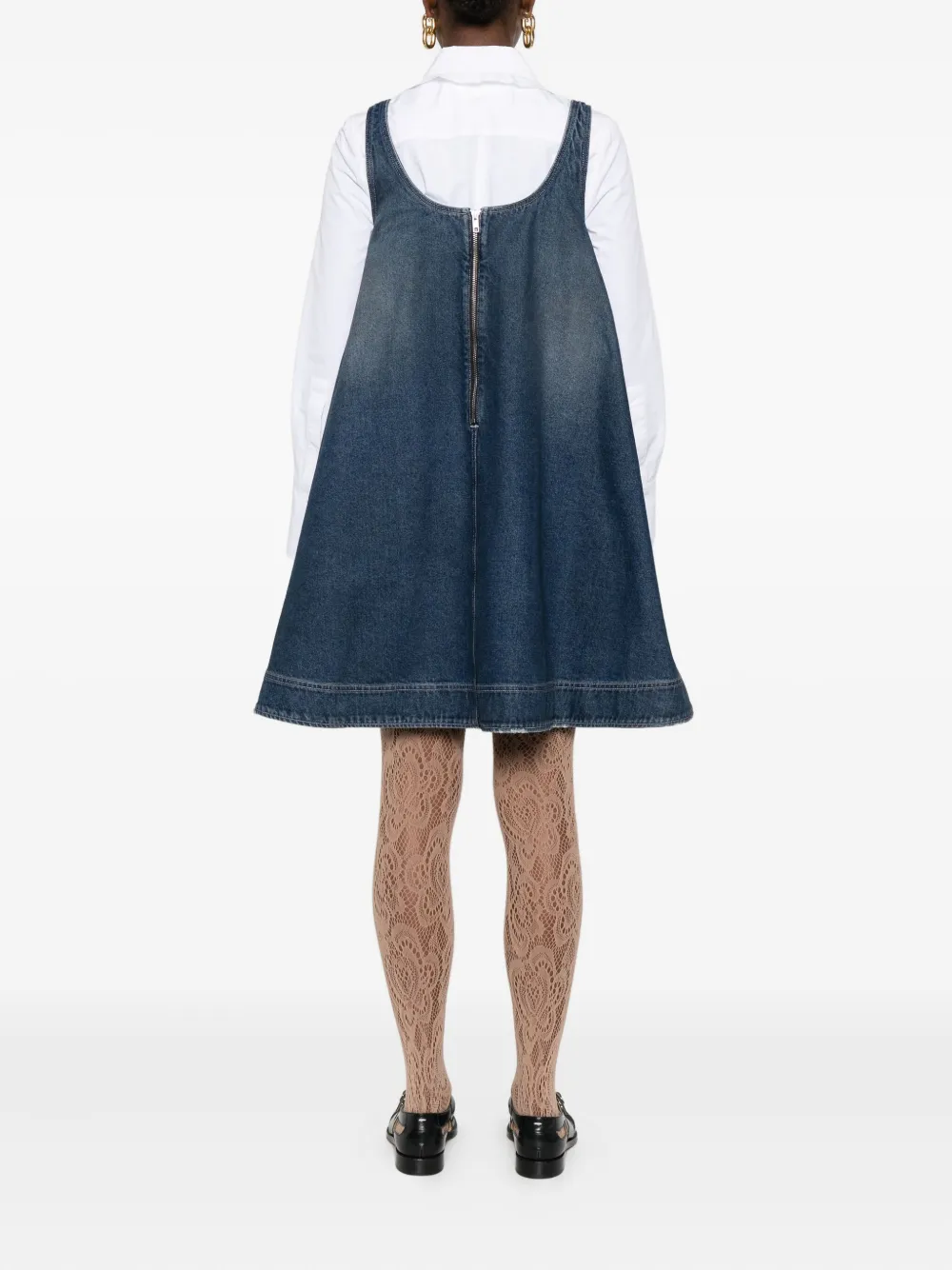 Simone Rocha Denim mini-jurk met gerafeld effect Blauw