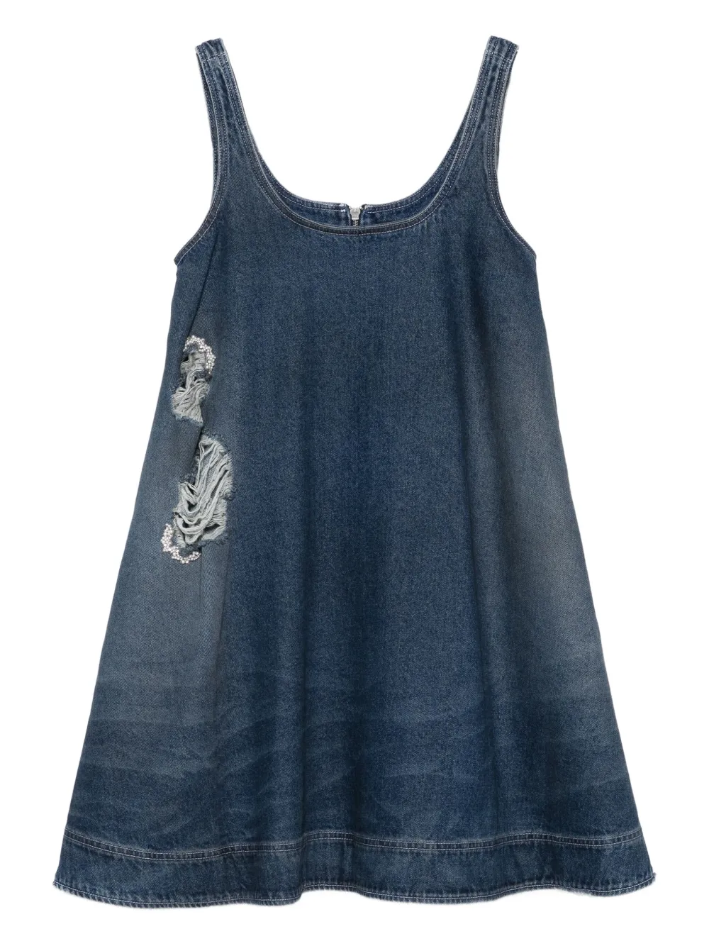 Simone Rocha Denim mini-jurk met gerafeld effect Blauw