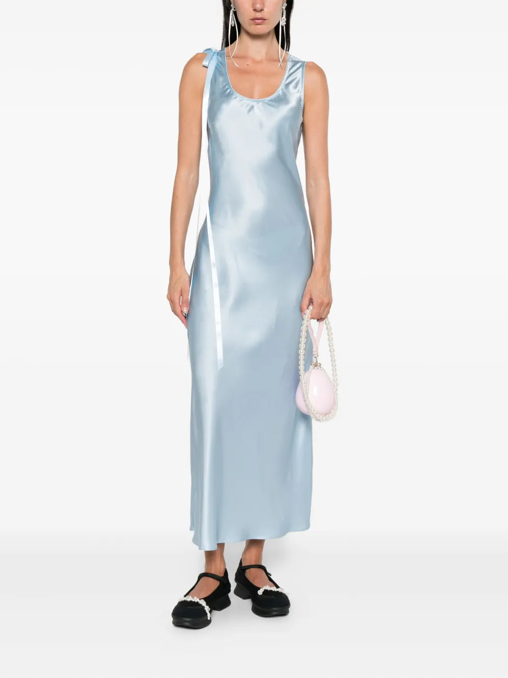 Simone Rocha bow-detail silk dress Blauw