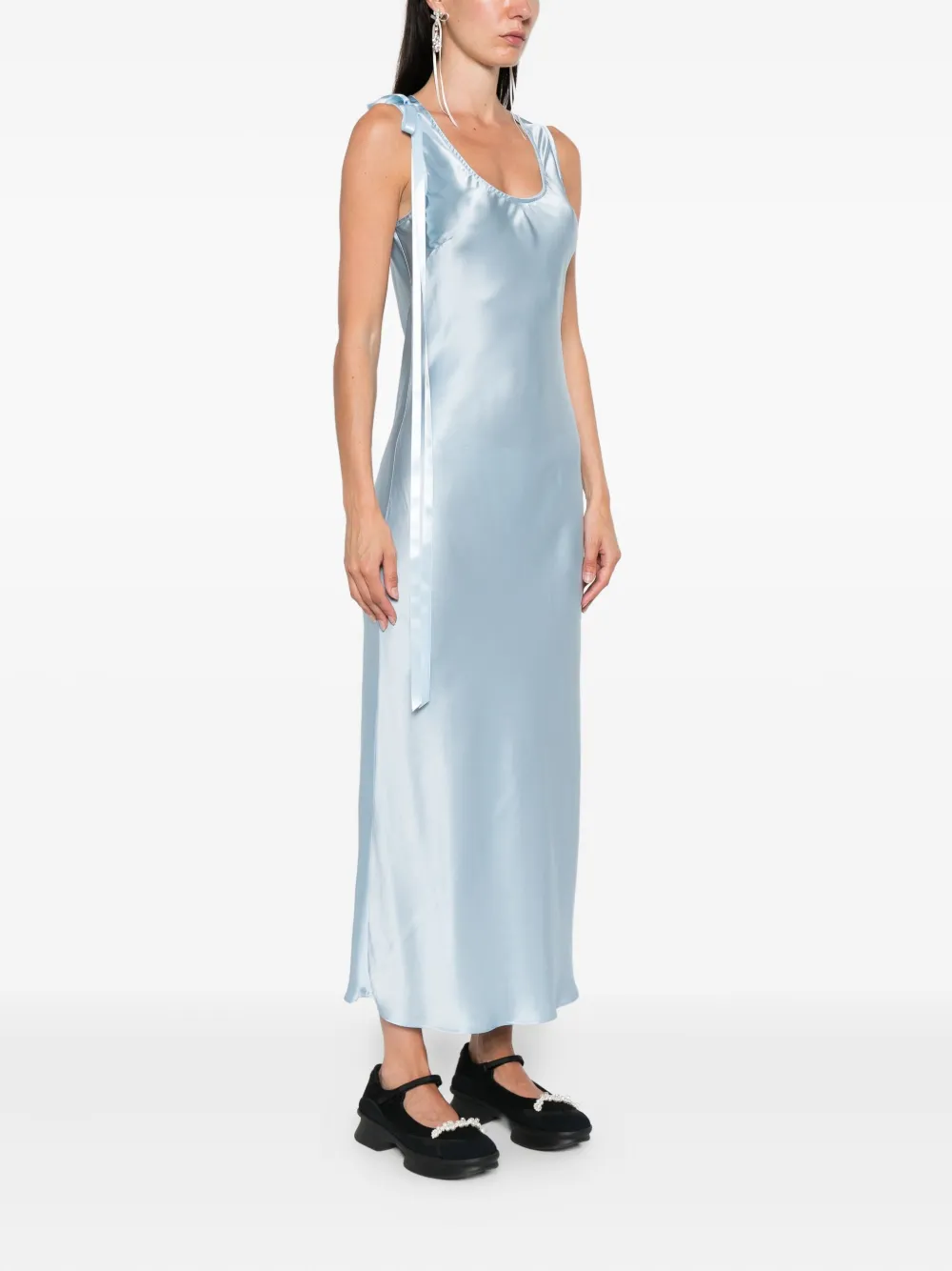 Simone Rocha bow-detail silk dress Blauw