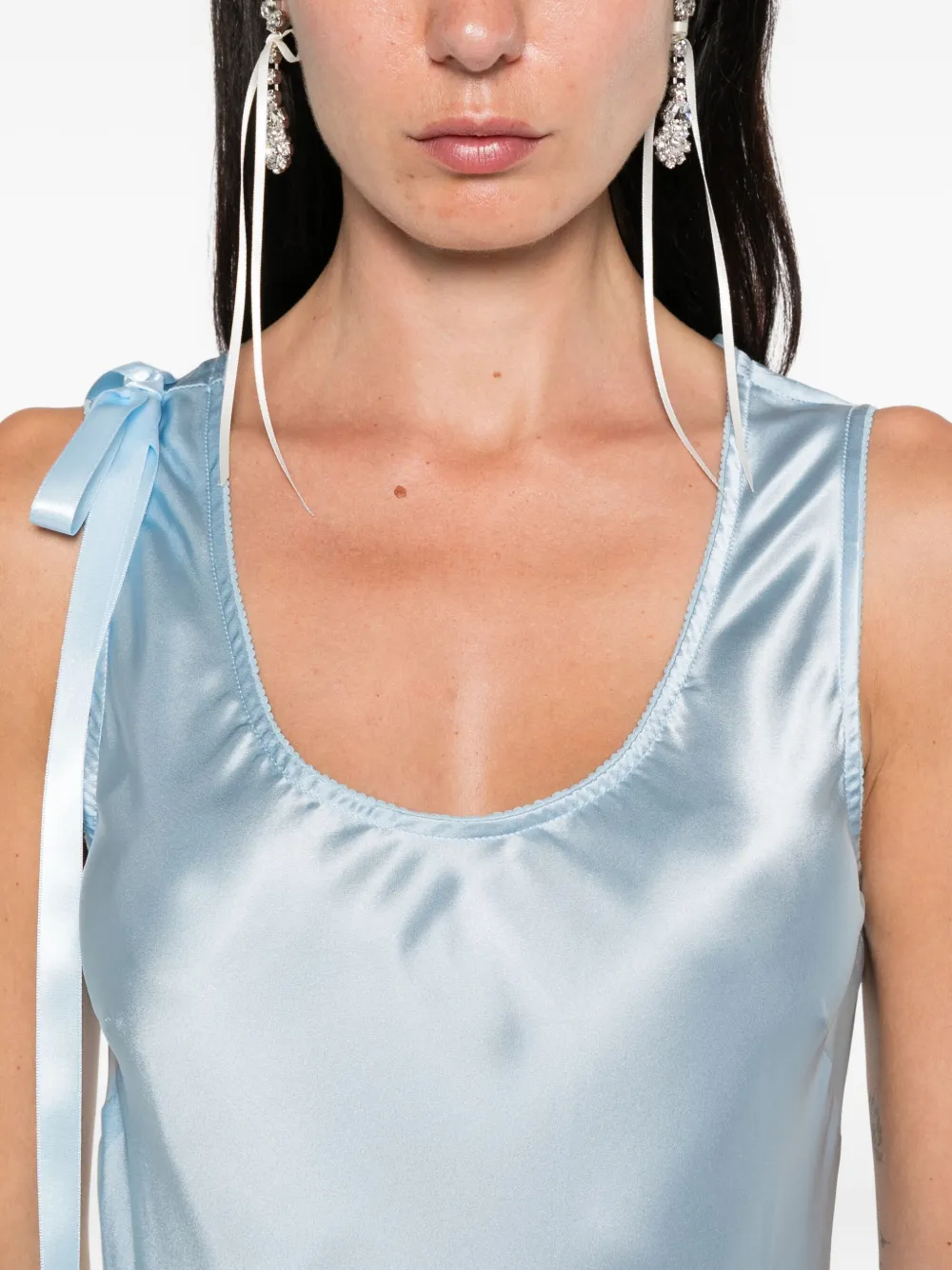 Simone Rocha bow-detail silk dress Blauw