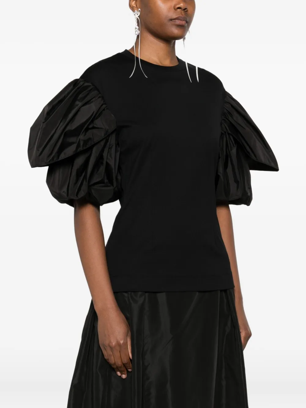 Simone Rocha T-shirt met ruchemouwen Zwart