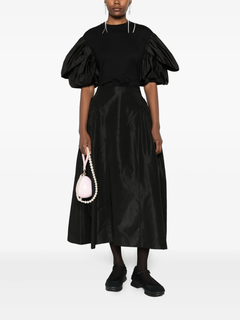Simone Rocha T-shirt met ruchemouwen Zwart