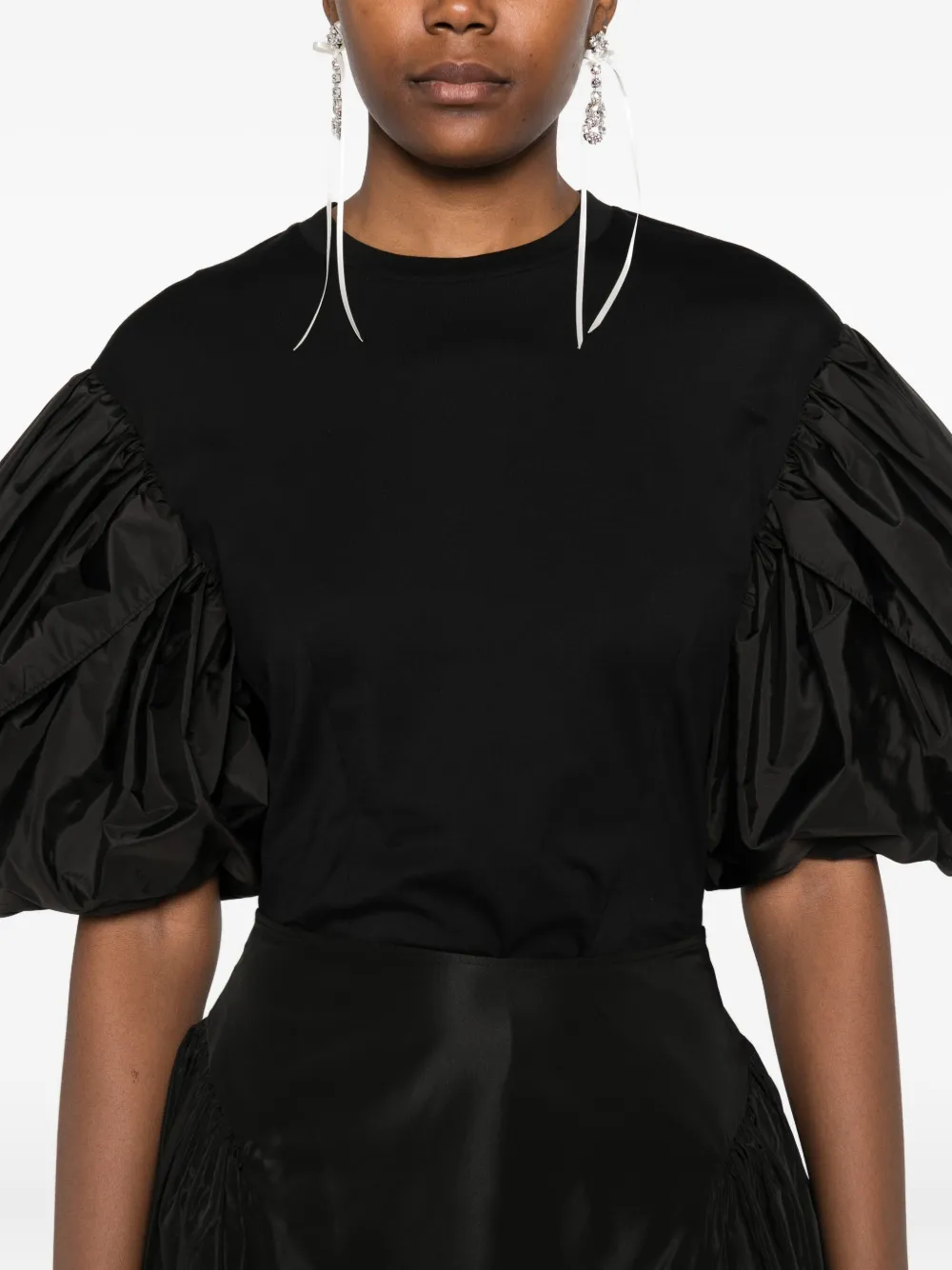 Simone Rocha T-shirt met ruchemouwen Zwart