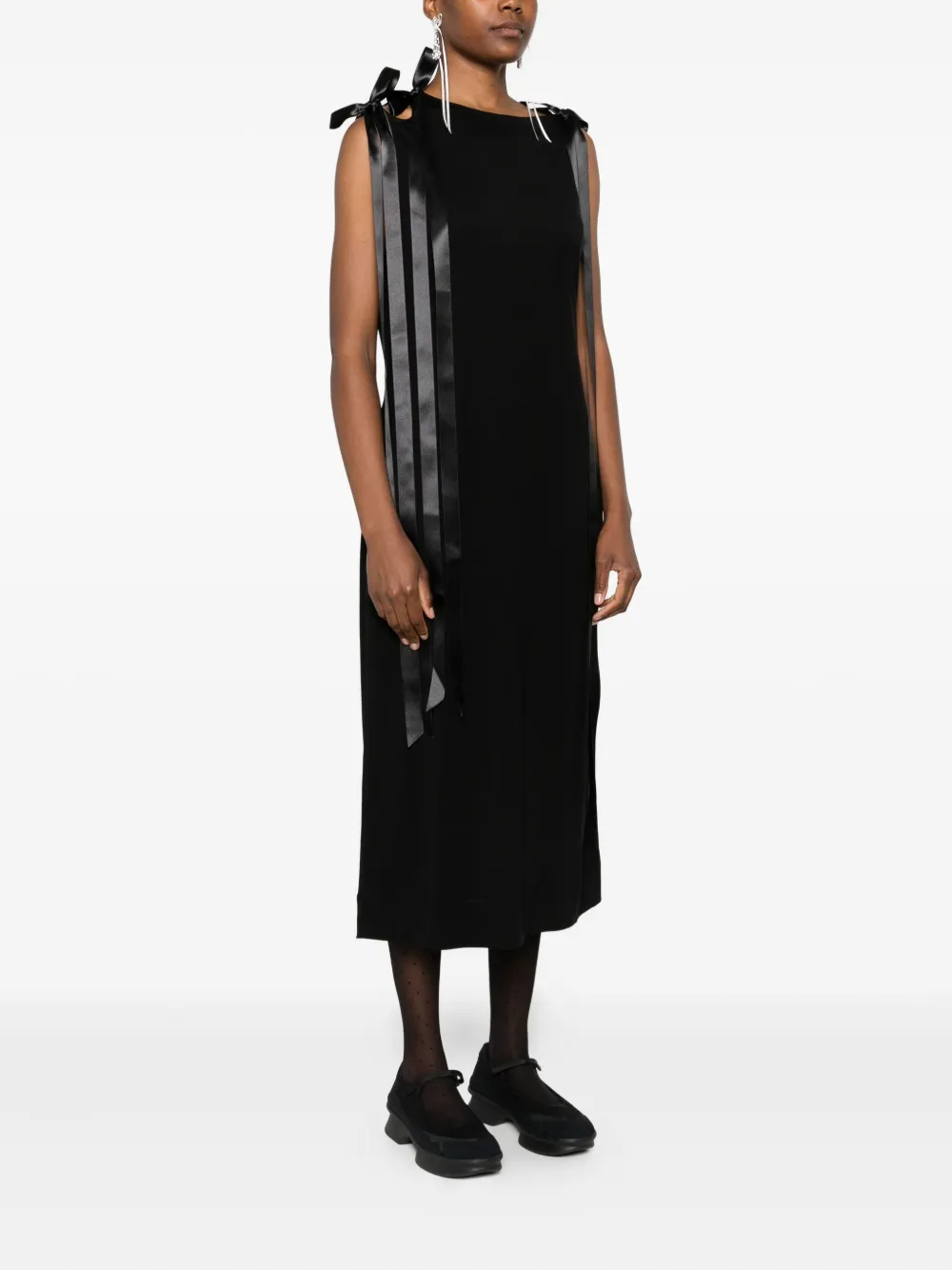 Simone Rocha Midi-jurk met bandje en strik Zwart