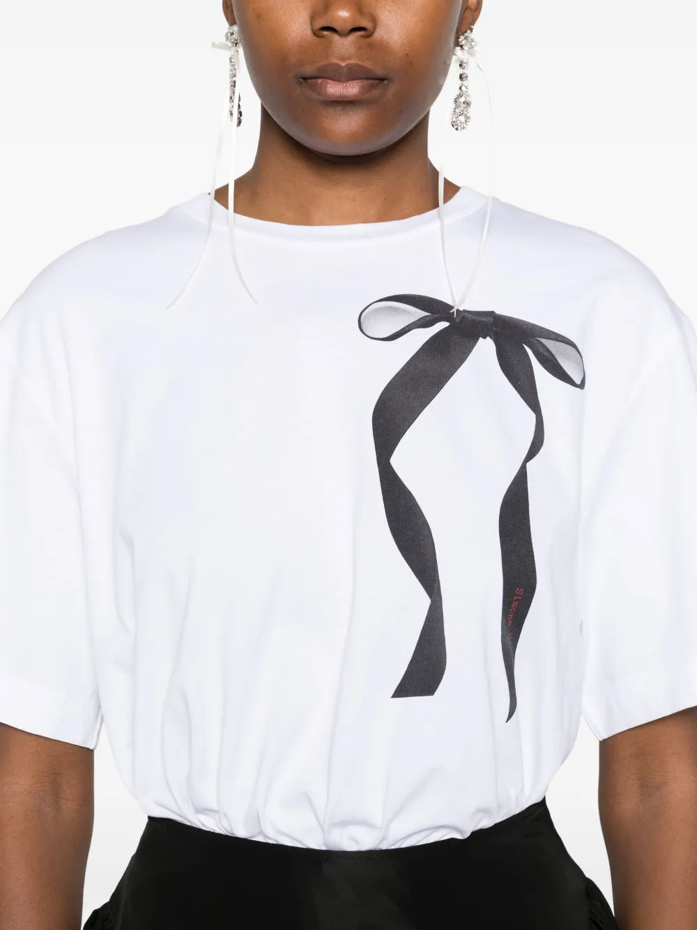Simone Rocha T-shirt met strikprint en lint Wit