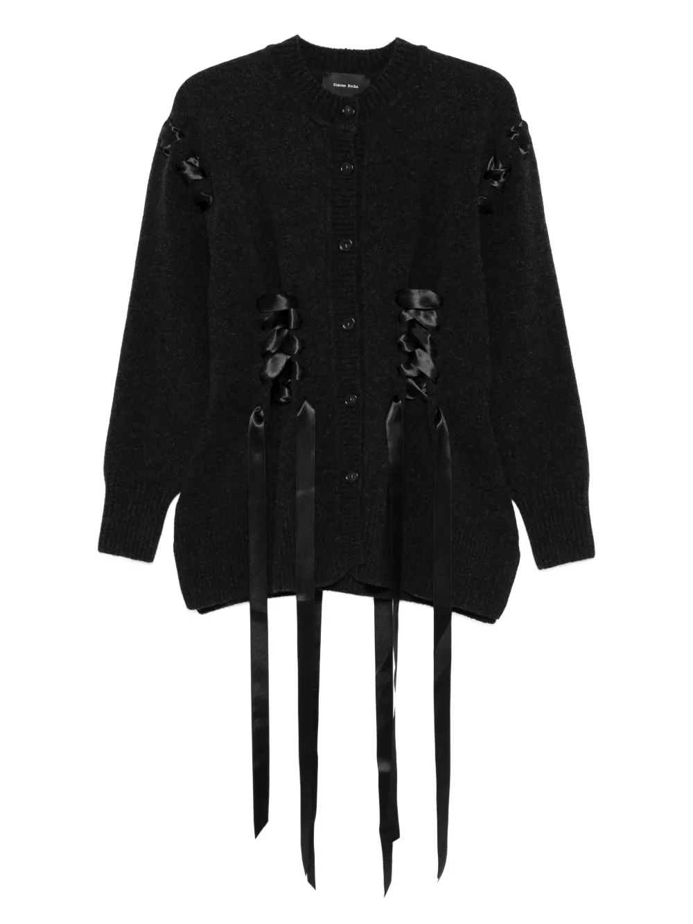 Simone Rocha ribbon-detail knitted cardigan | Grey | Image 1