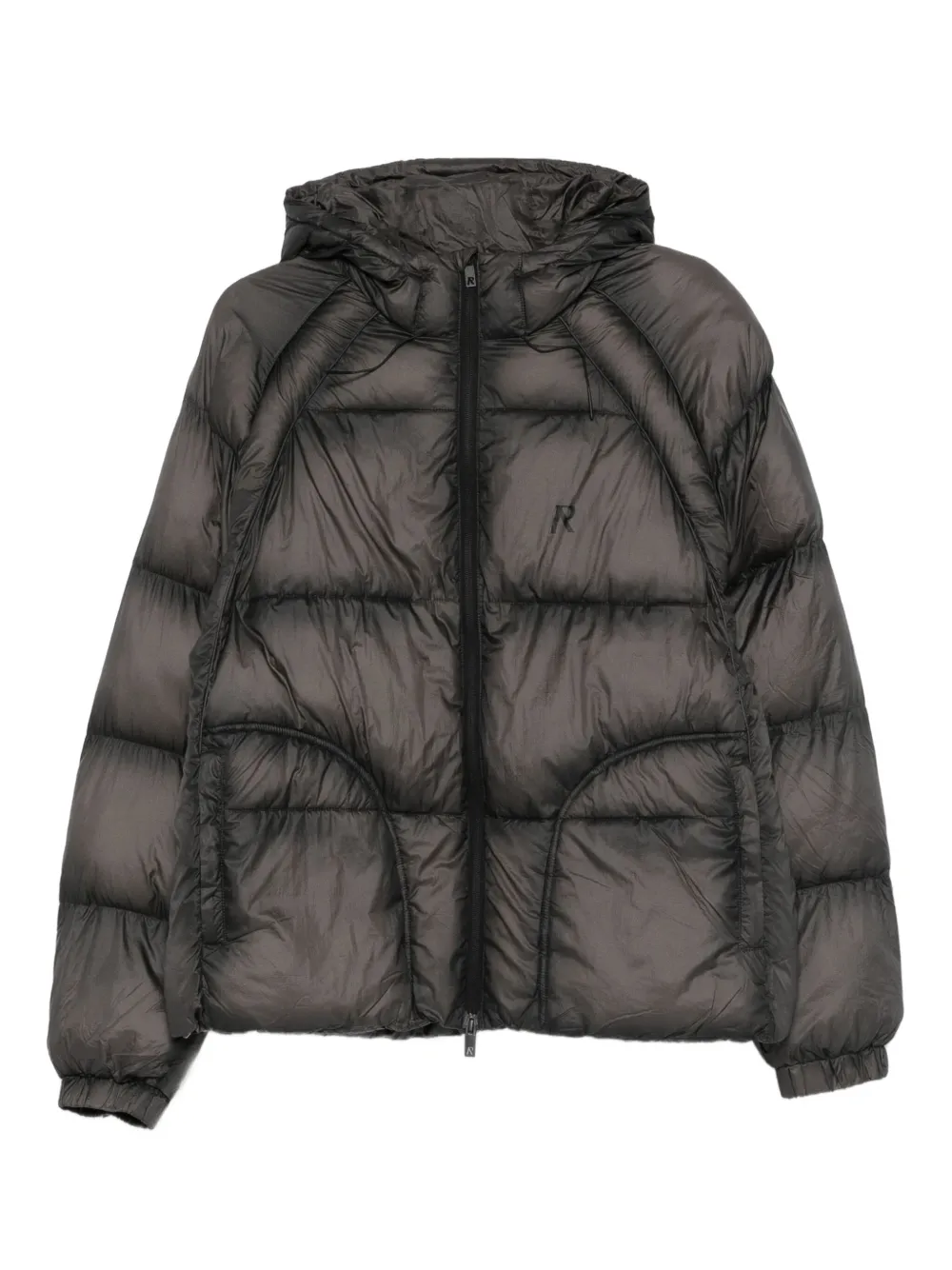 Represent translucent hooded puffer jacket | Grey | Image 1