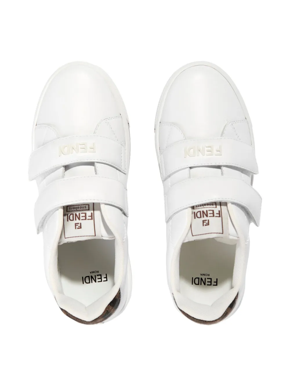 Fendi Kids logo-patch leather sneakers White