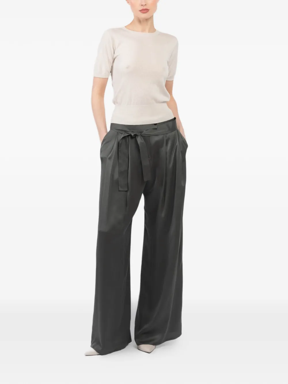 Dusan tie-waist palazzo pants - Grijs