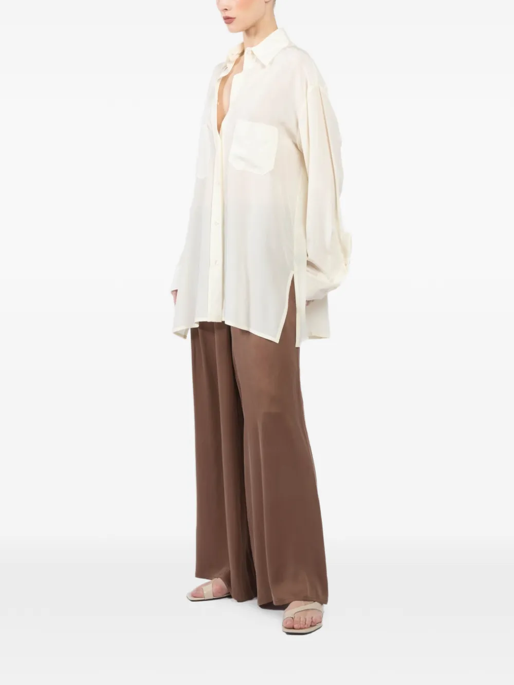 Dusan Boyfriend´s blouse met zak Beige