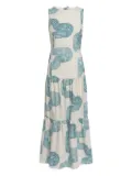 Marie Oliver Zelda patterned tiered dress - White