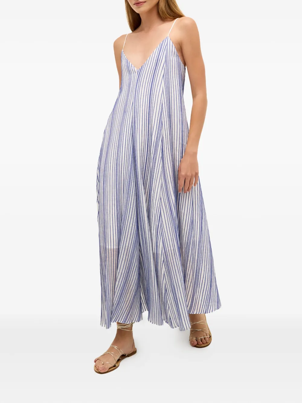 Marie Oliver Levine gestreepte maxi-jurk Wit