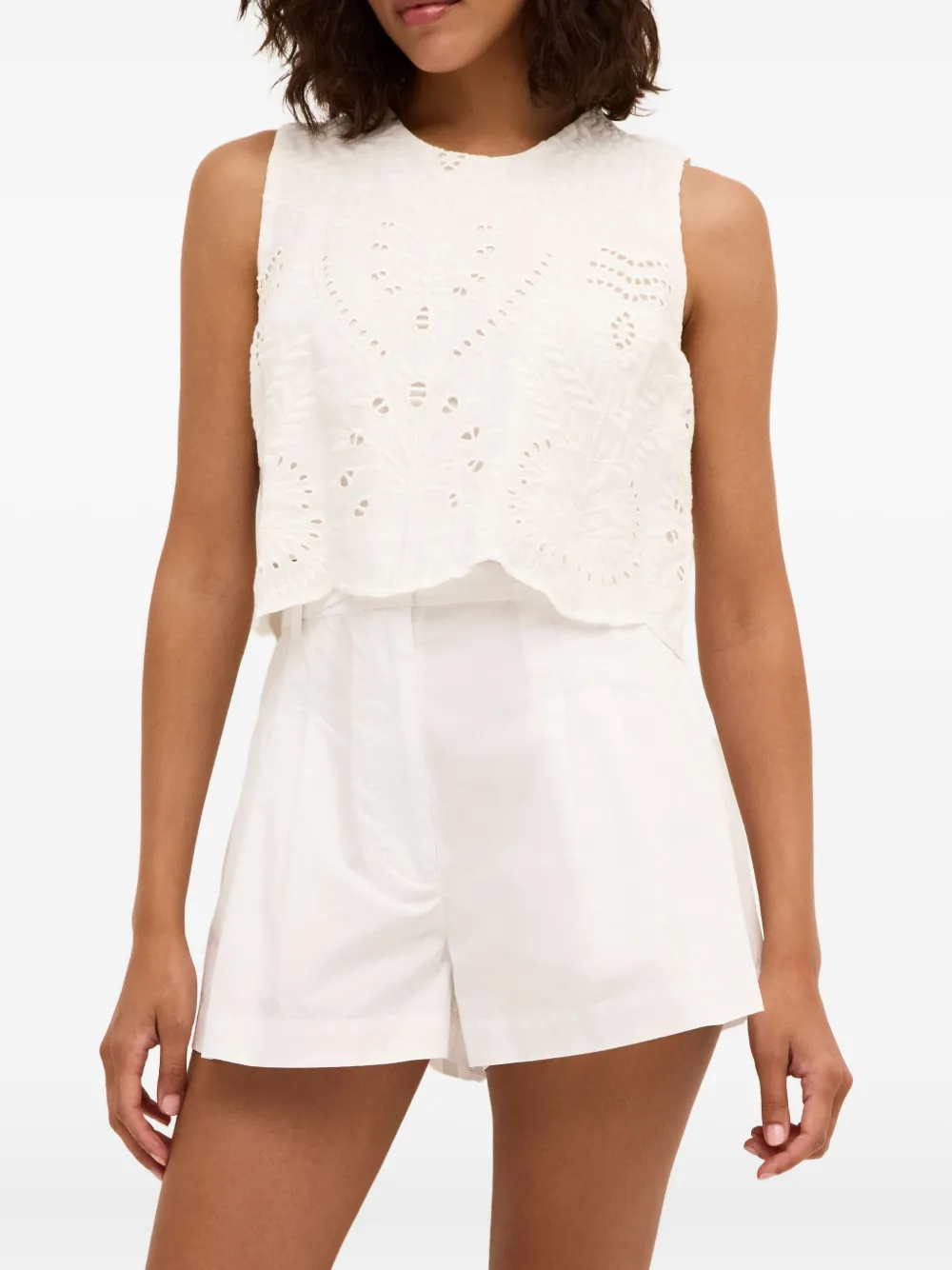 Shop Marie Oliver Davis Broderie-anglaise Cropped Top In White