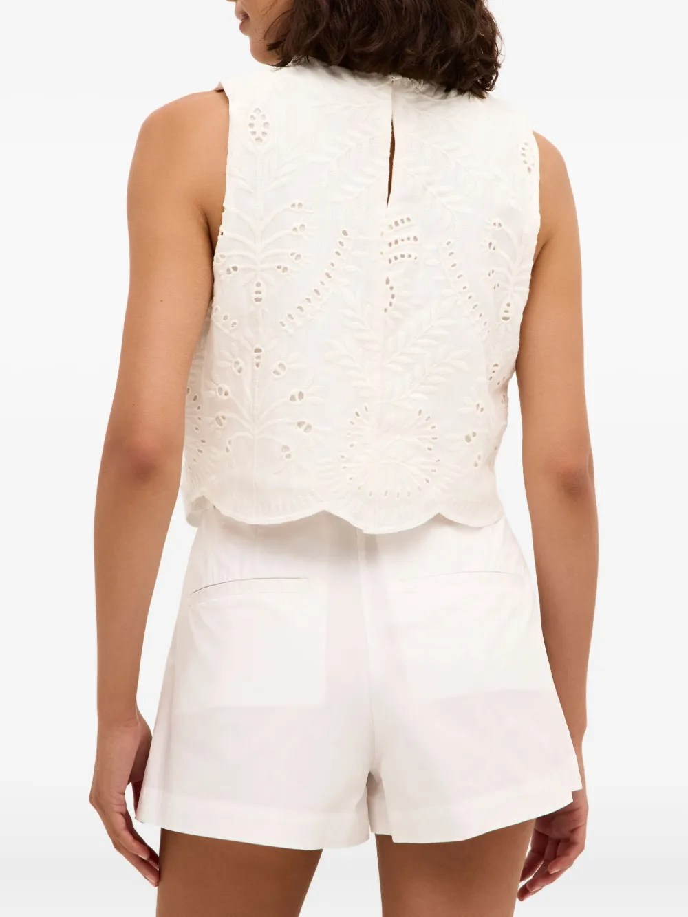 Shop Marie Oliver Davis Broderie-anglaise Cropped Top In White