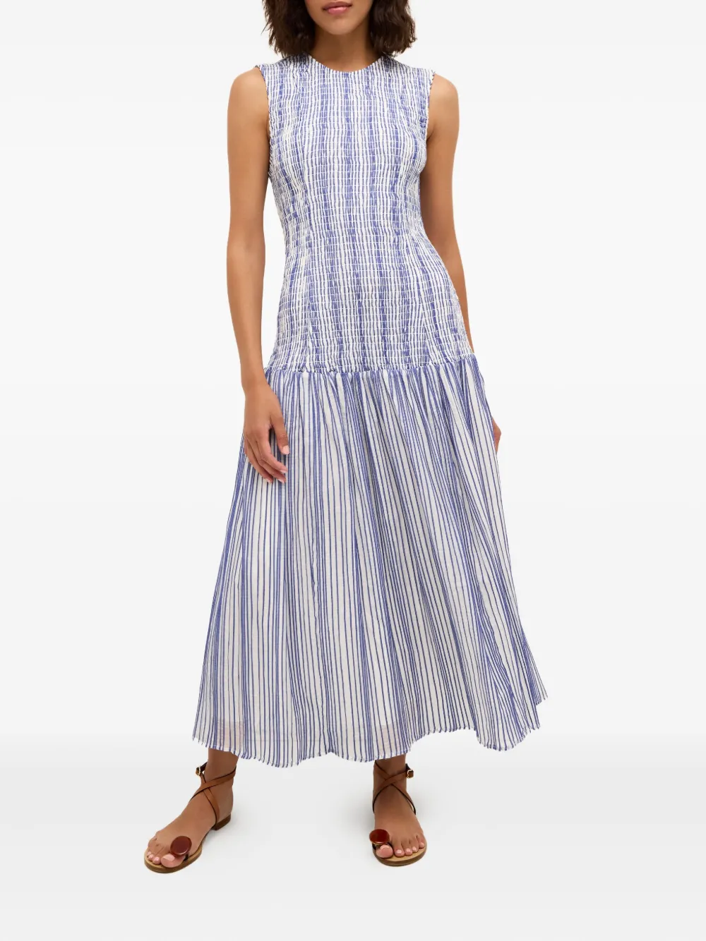 Marie Oliver Porter smocked midi dress - Wit