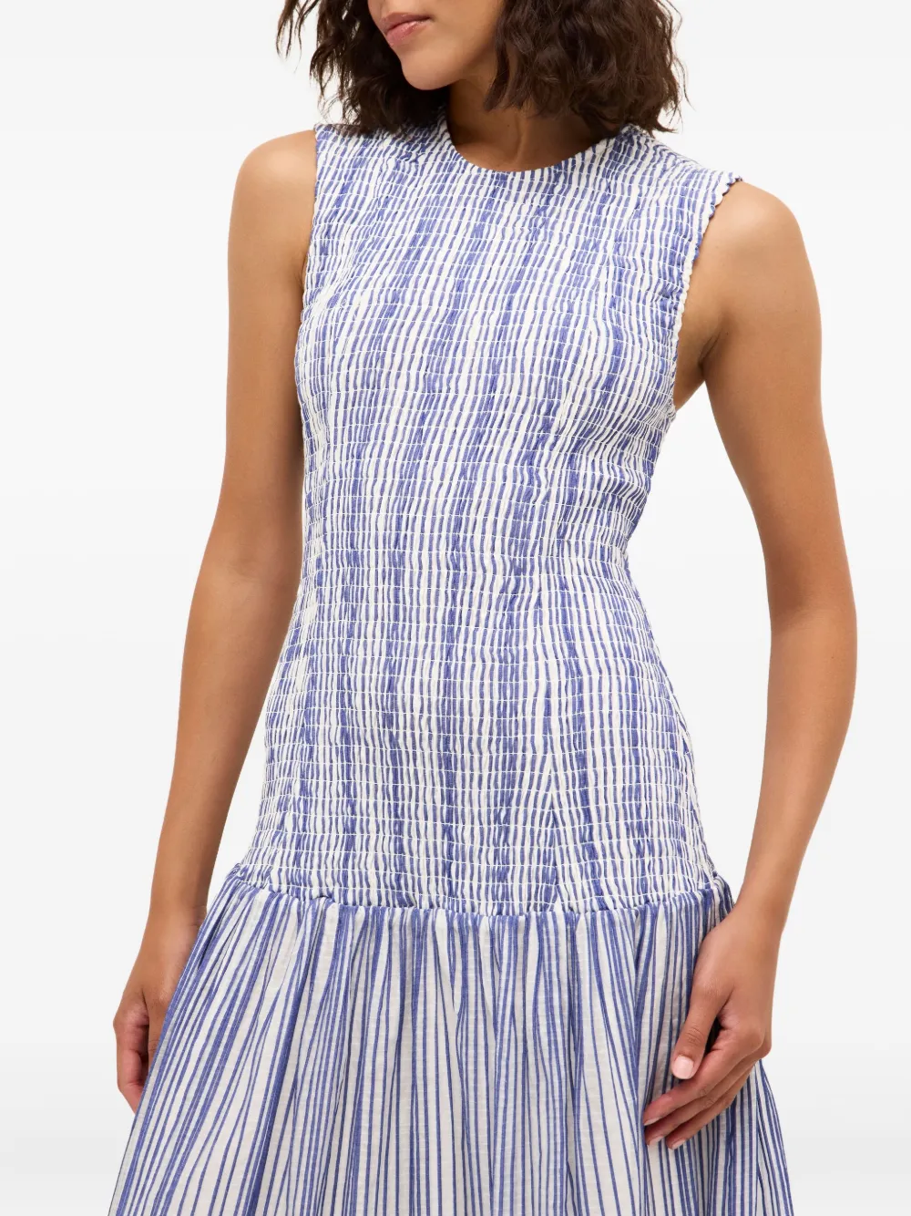 Marie Oliver Porter gesmockte midi-jurk Wit