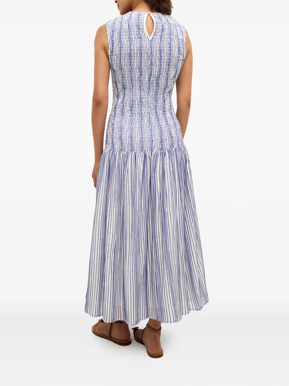 Marie Oliver Porter gesmockte midi-jurk Wit