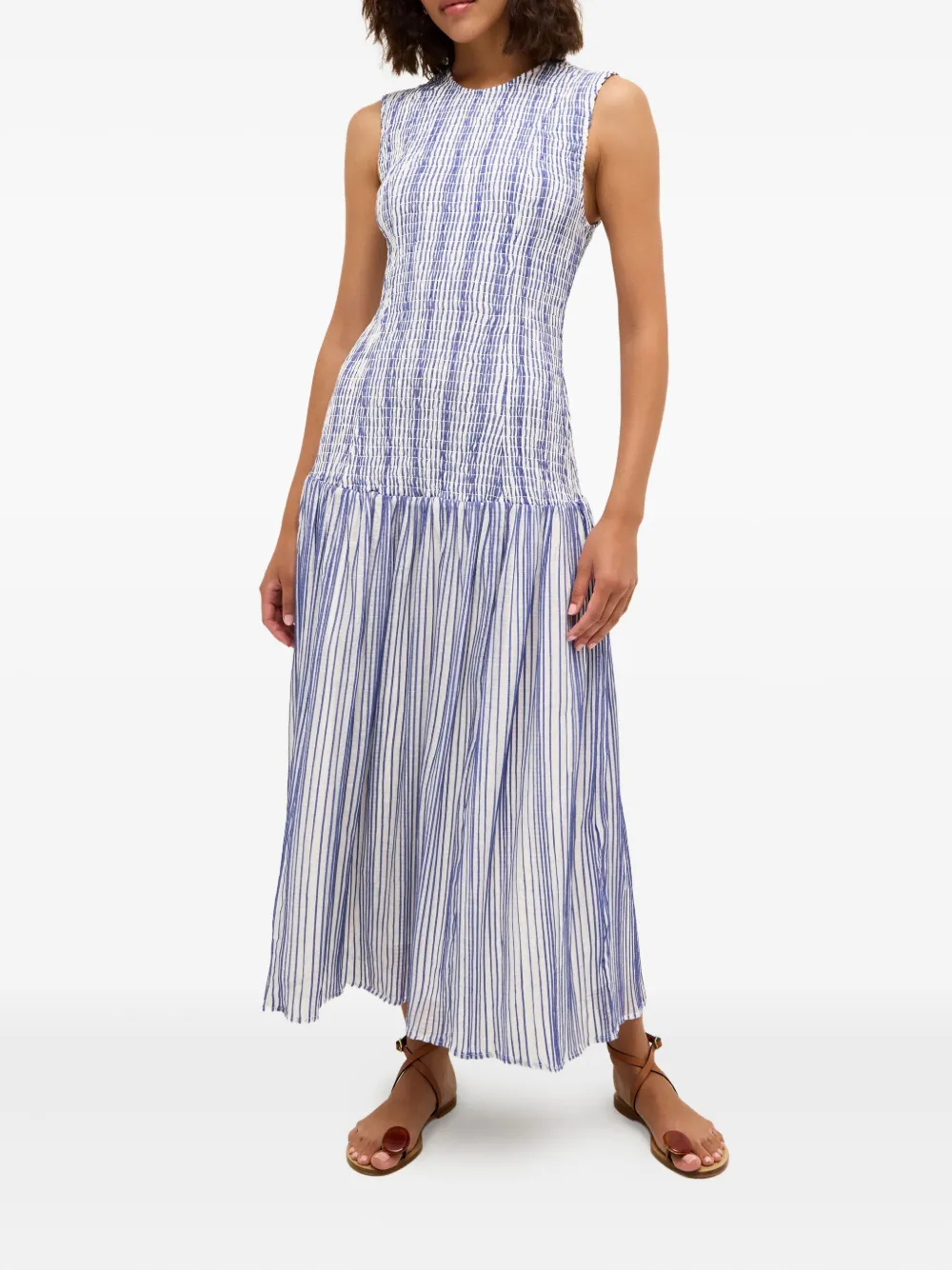 Marie Oliver Porter gesmockte midi-jurk Wit