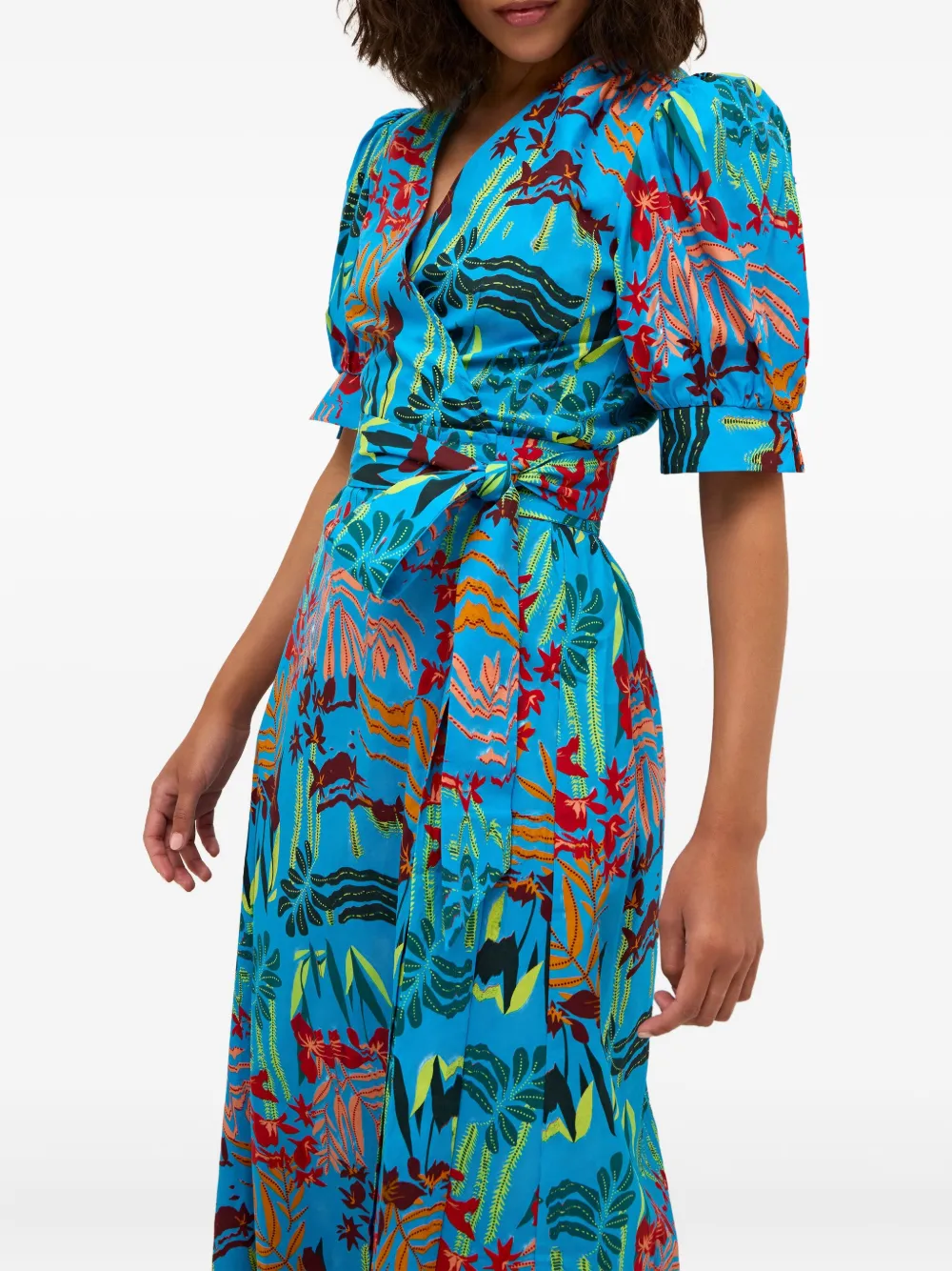 Marie Oliver Rita wikkeljurk met bloemenprint Blauw