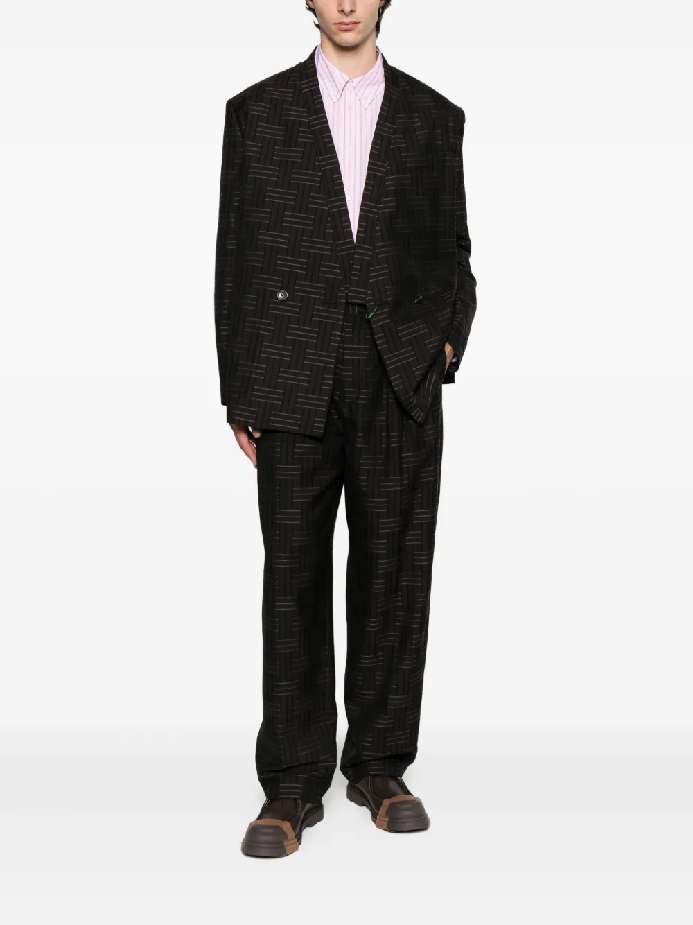 Kenzo Blazer met dubbele rij knopen en patroon Bruin