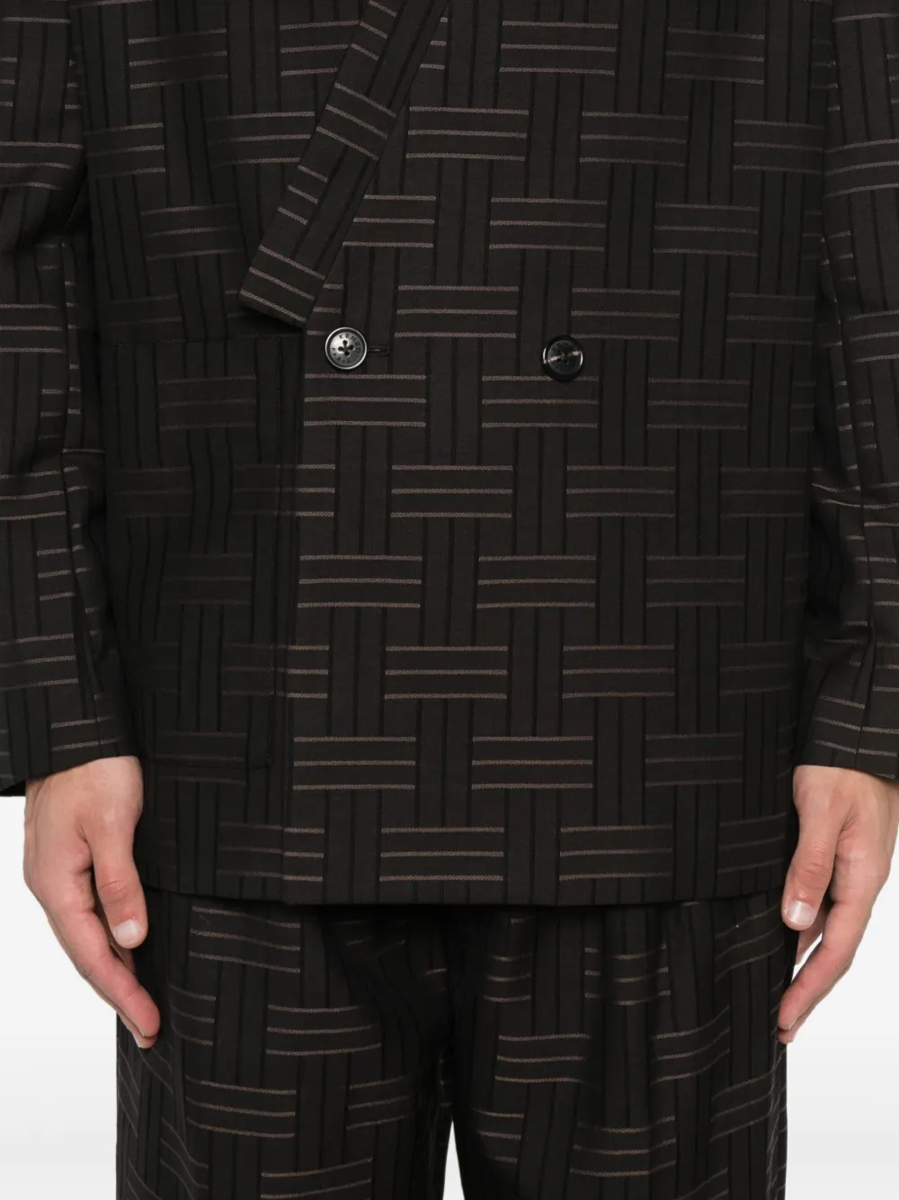 Kenzo Blazer met dubbele rij knopen en patroon Bruin