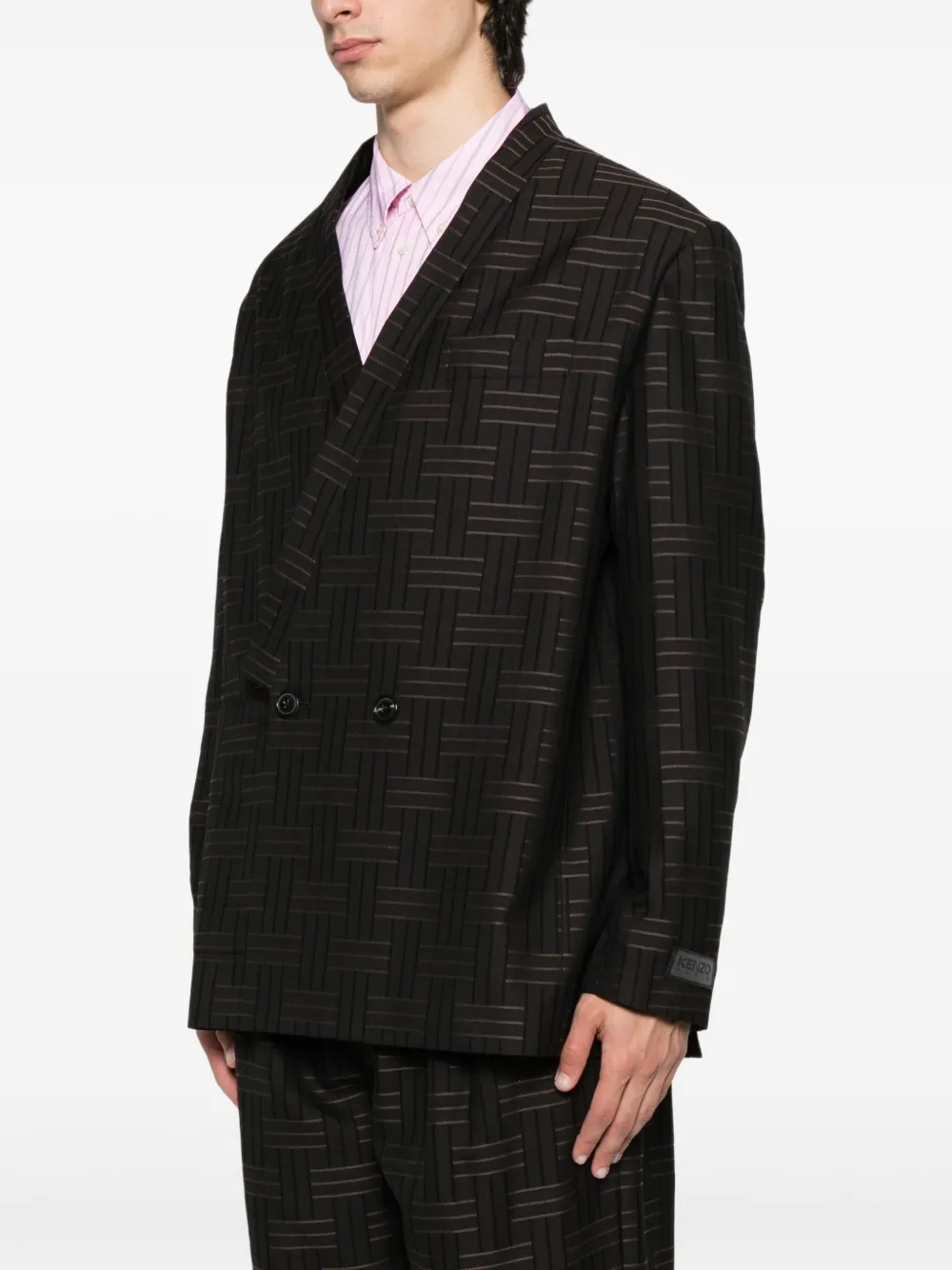 Kenzo Blazer met dubbele rij knopen en patroon Bruin