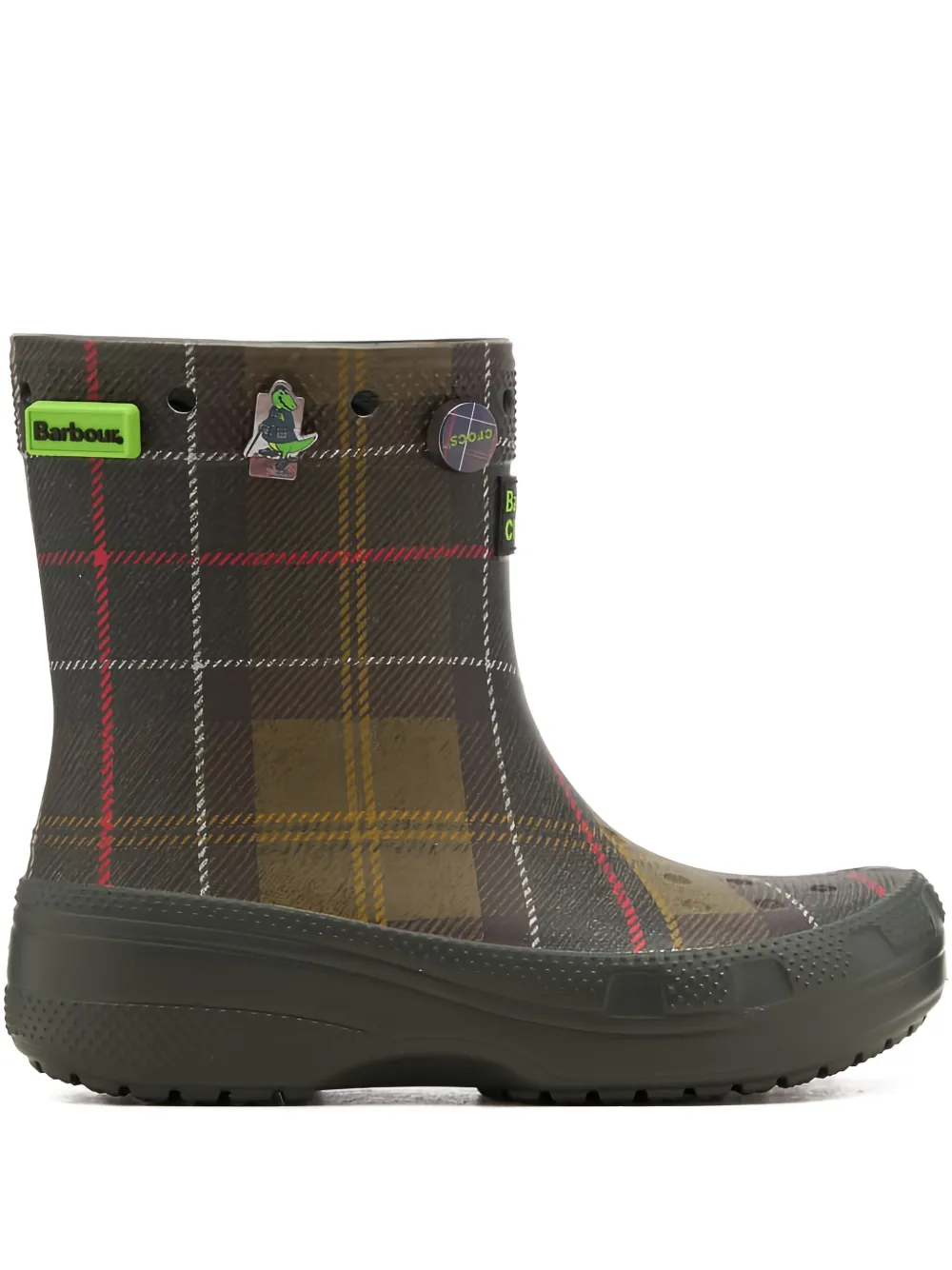 Crocs X Barbour Plaid Boots In Brown