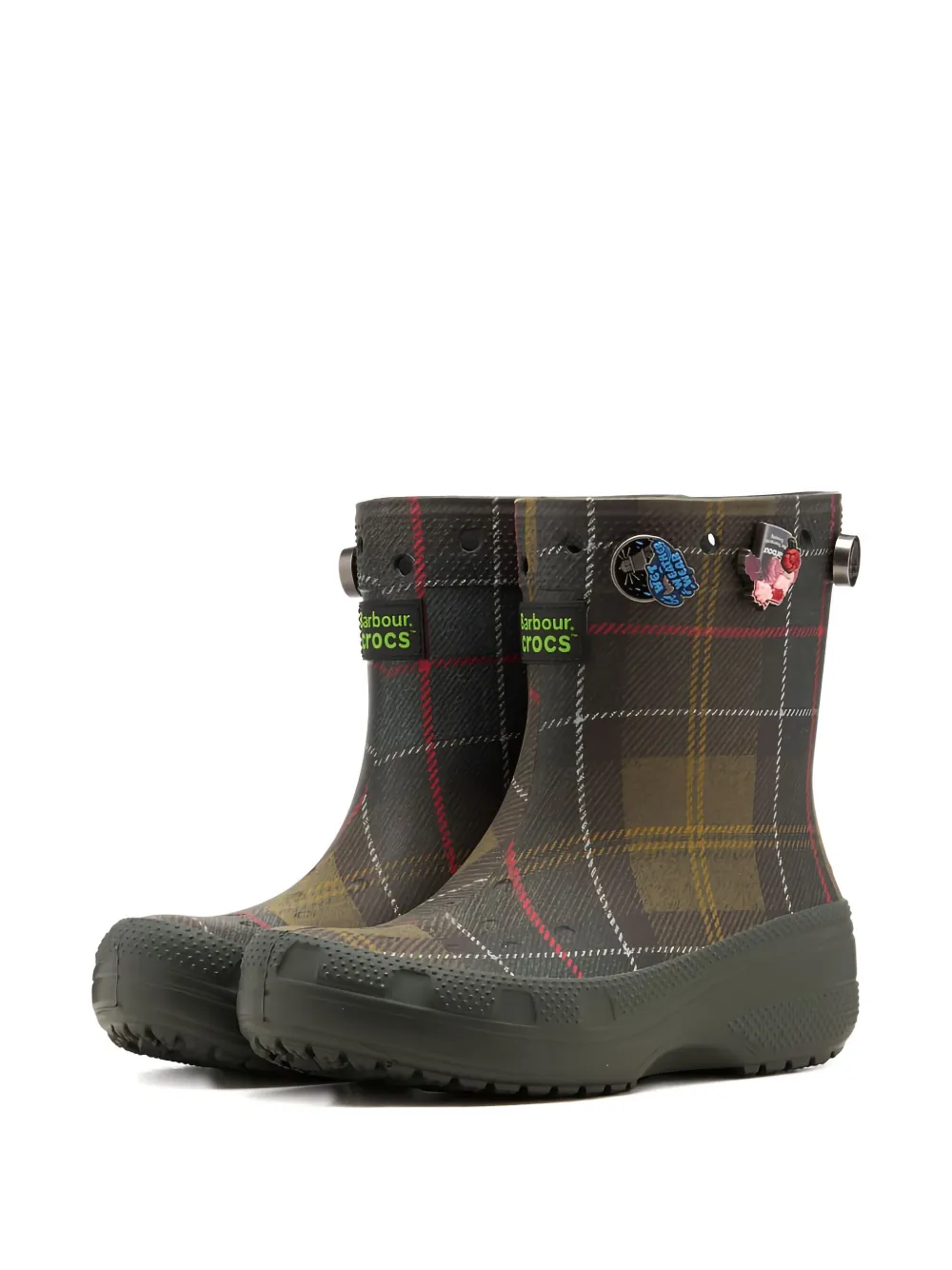 Crocs X Barbour Plaid Boots In Brown