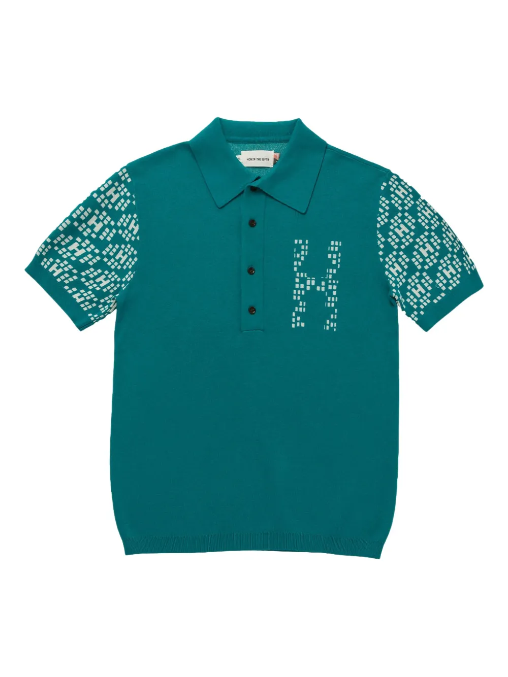 H knit-pattern polo shirt